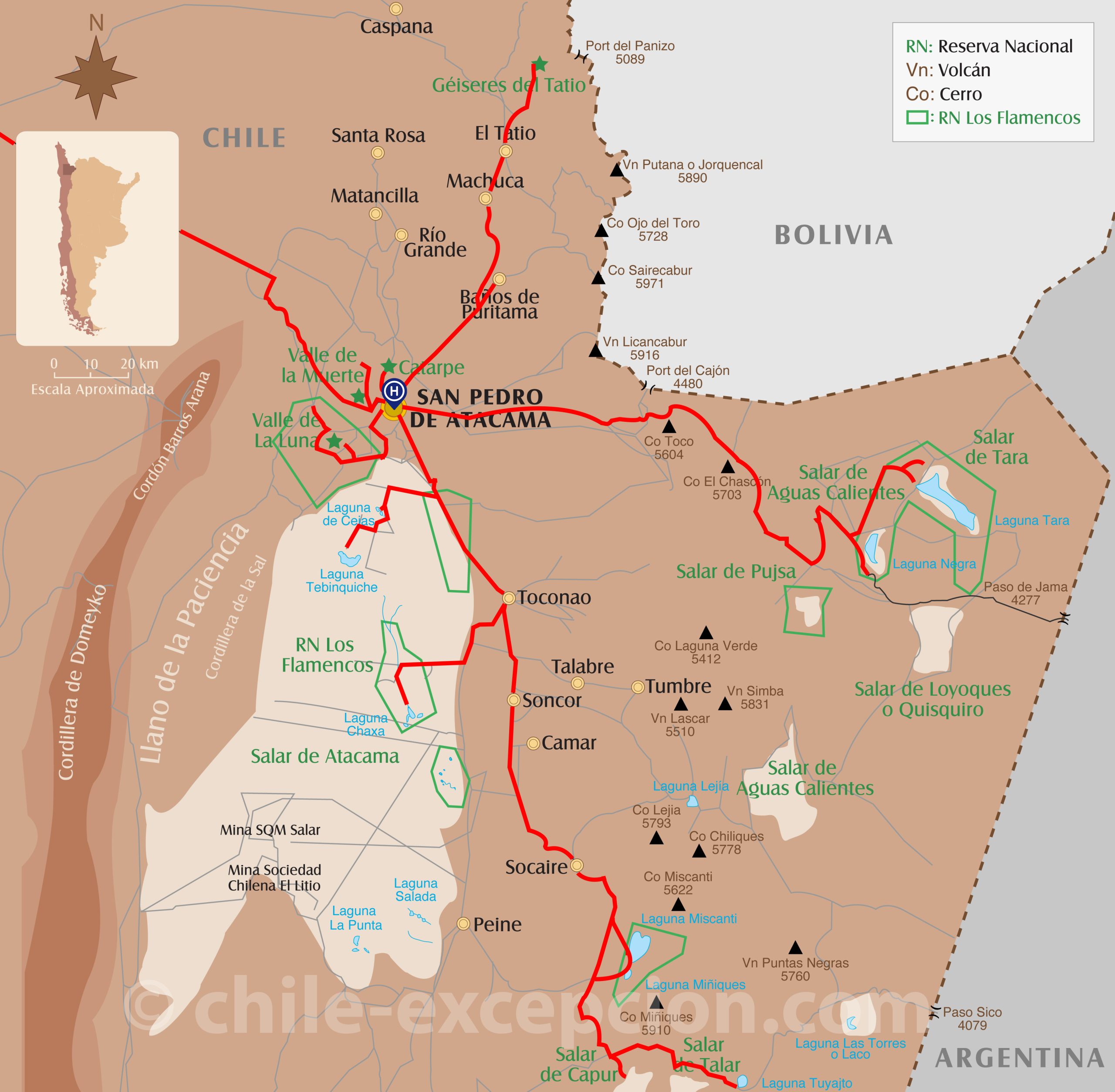 Carte San Pedro de Atacama Carte San Pedro de Atacama