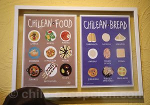 Carte des plats et des pains typiques du Chili