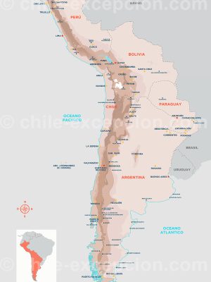 Carte cône sud d'Amérique latine