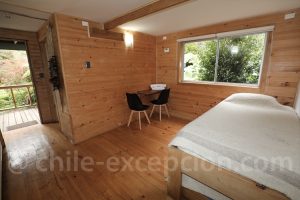 Chambre double hôtel Posada Kahuel, partie nord de la route Australe, Chili