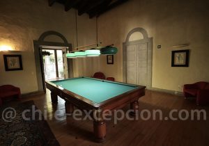 Salon de billard, Hacienda Histórica Marchihue, vallée de Colchagua, vignobles du Chili