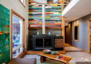 salon cheminée hôtel Casa Solaria Patagonie chilienne